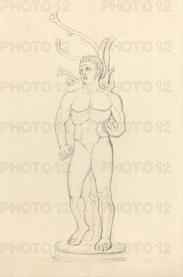 Statue of a Male Nude before a Tree. Creator: John Flaxman.