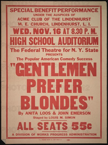 Gentlemen Prefer Blondes, Roslyn, NY, 1938. Creator: Unknown.