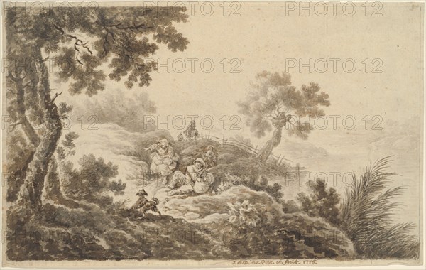 Landscape with Travelers, 1776. Creator: Johann Albrecht Dietzsch.