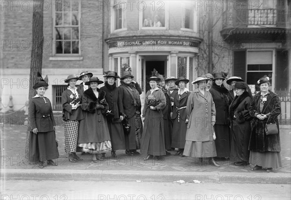 Woman Suffrage - Group at Headquarters, 1917. Creator: Harris & Ewing.