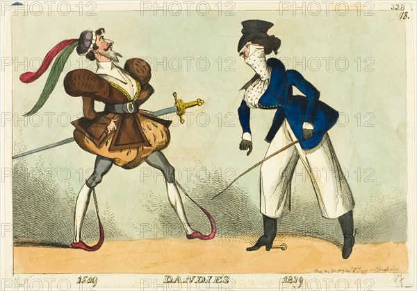 Dandies, 1519 and 1819, published January 20, 1819. Creator: William Heath.