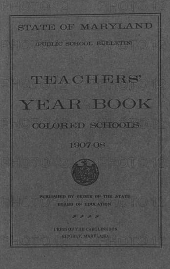 Teachers' year book colored schools, title page, 1907-08. Creator: Unknown.