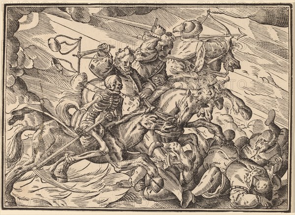 The Four Horsemen of the Apocalypse, published 1630. Creator: Christoph Maurer.