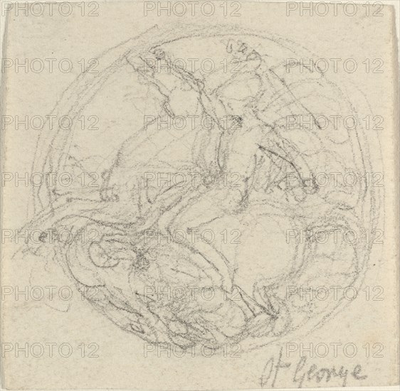 Design for a Medal Representing Saint George and the Dragon, c. 1800?. Creator: John Flaxman.