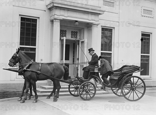 Lindley M. Garrison, Secretary of War, Getting Out of Carriage, 1913.  Creator: Harris & Ewing.