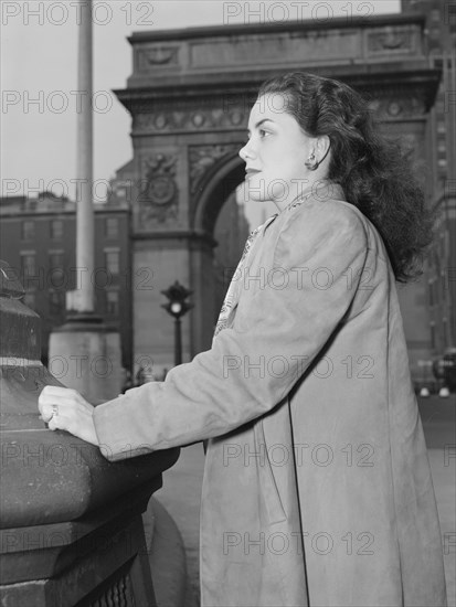 Portrait of Ann Hathaway, Washington Square, New York, N.Y., ca. May 1947. Creator: William Paul Gottlieb.