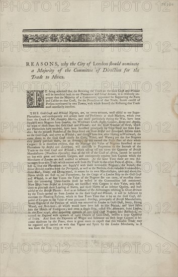 Reasons, why the City of London should nominate a majority of the committee of direction..., 1746. Creator: Unknown.