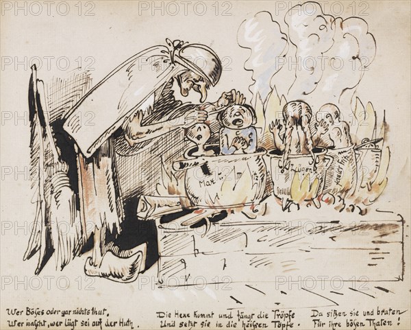 The Punishment of the Naughty Children (Max & Moritz), c. 1875. Creator: Busch, Wilhelm (1832-1908).