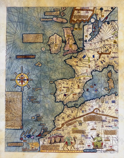 Facsimile of the Catalan Atlas of 1375, preserved in the National Library of Paris.  Creator: Cresques, Abraham (1325-1387).