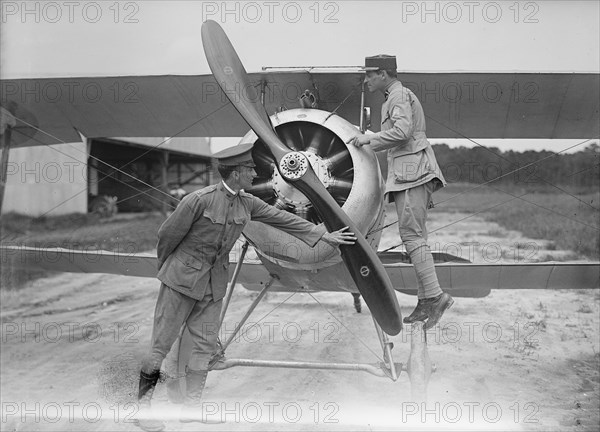 Langley Field, Va. - French Nieuport Plane, Type 17, with Capt. J.C. Bartolf And Lt.E..., 1917. Creator: Harris & Ewing.