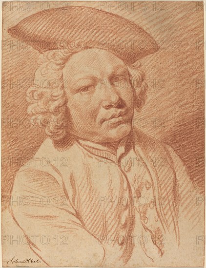 Portrait of a Man in a Tricorn Hat. Creator: Georg Friedrich Schmidt.