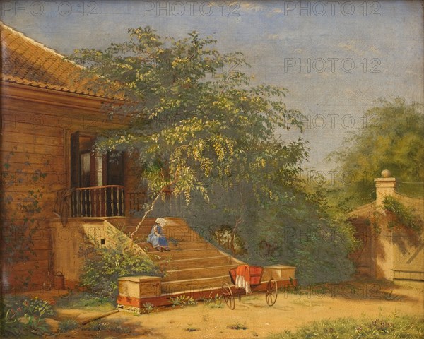 The Garden Steps Leading to the Painter Christen Kobke's Studio at Blegdammen, Copenhagen, 1844. Creator: Frants Diderik Bøe.