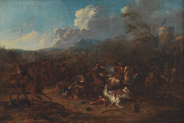 Cavalry Skirmish at a Fortress, 1693-1733. Creator: Karel Breydel.