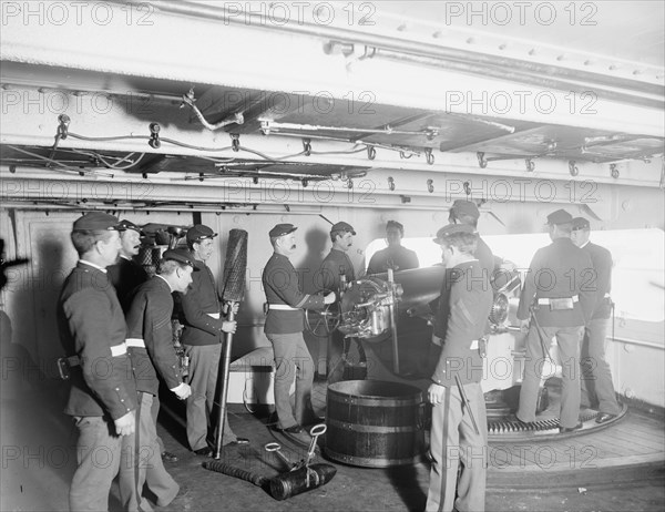 U.S.S. Massachusetts, 6 inch gun and crew, between 1896 and 1901. Creator: Unknown.