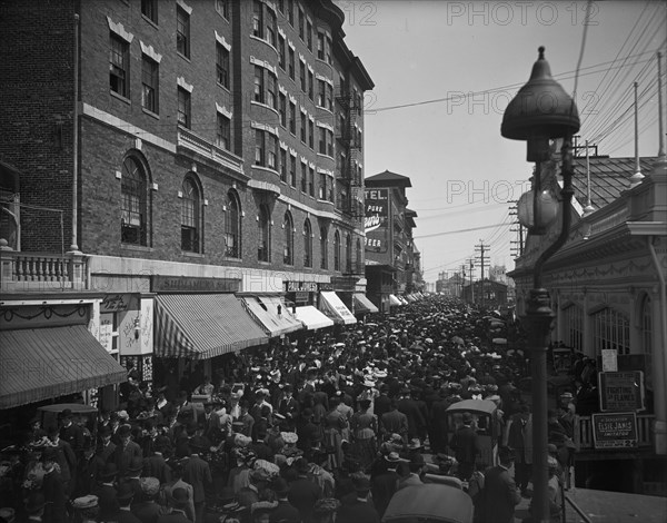 Atlantic City, N.J., the Boardwalk parade, between 1890 and 1906. Creator: Unknown.