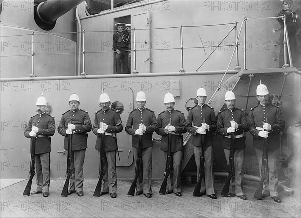 U.S.S. Massachusetts, marine guard, between 1896 and 1901. Creator: Unknown.