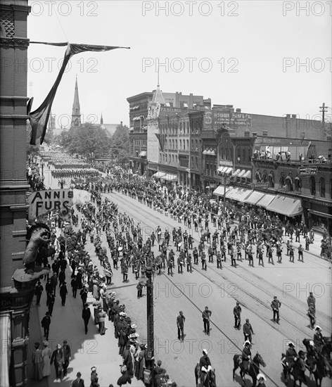 Massed formation, state encampment, Michigan K.T. [Knights Templar], between 1900 and 1910. Creator: Unknown.