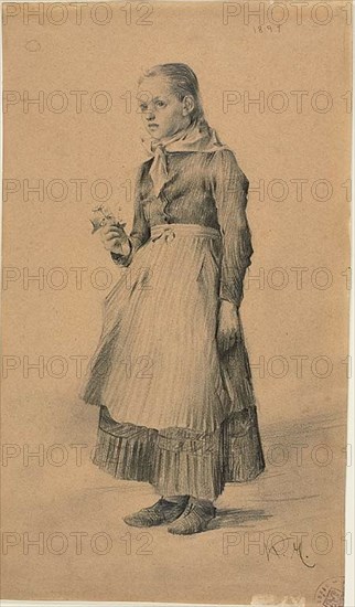 Girl in Peasant Dress (recto); Sheet of Sketches: Women and Girls (verso), 1891. Creator: Karel Vitezslav Masek.