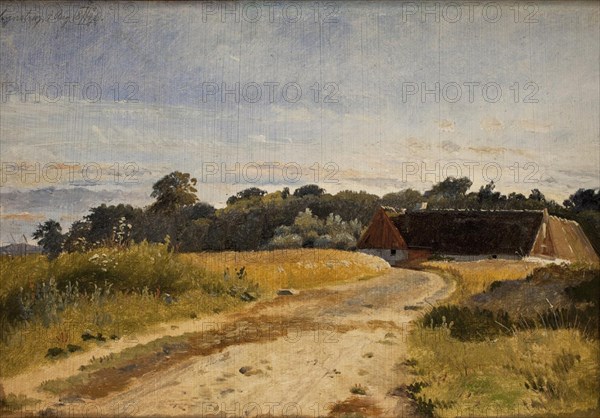 A Croft at Lodskov near Vognserup Manor. Study, 1846. Creator: Johan Thomas Lundbye.