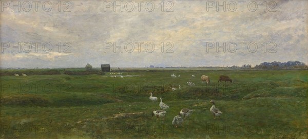 Geese by a Lake. A Storm is Brewing. Dragor, the Island of Amager, 1893. Creator: Viggo Johansen.