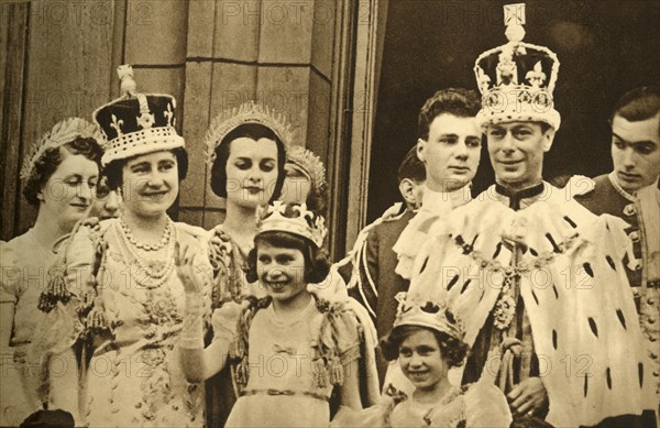 'The Royal Family on the Balcony at Buckingham Palace', 1937. Creator: Photochrom Co Ltd of London.