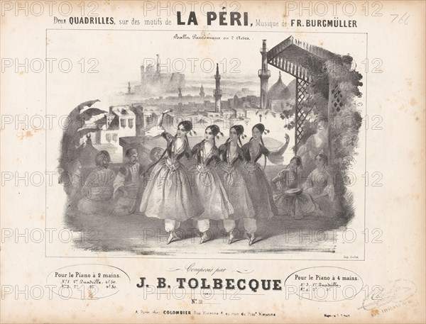 Cover of the score of the Ballet La Péri by Friedrich Burgmüller , 1843. Creator: Coindre, Victor (1816-1896).