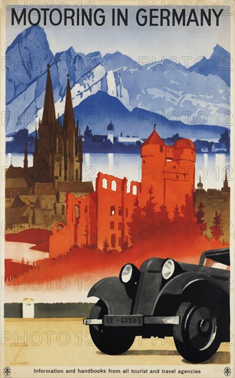 Motoring in Germany, 1930. Creator: Hohlwein, Ludwig (1874-1949).