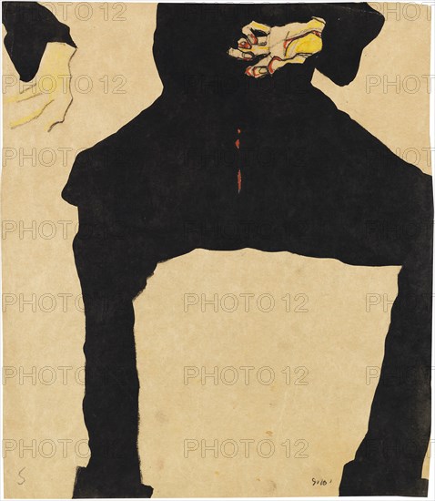 Study of a Seated Man (Max Oppenheimer) , 1910. Creator: Schiele, Egon (1890-1918).