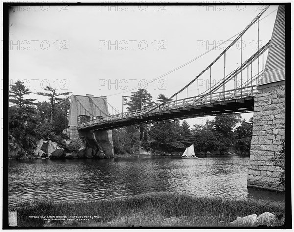 Old chain bridge, Newburyport, Mass., first suspension bridge in America, c1900. Creator: Unknown.