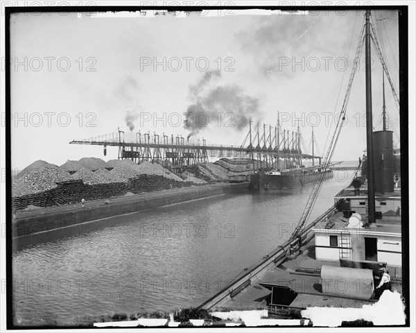 Ore at L.S. & M.S. Lake Shore and Michigan Southern Ry. docks, Ashtabula, Ohio, c1901. Creator: Unknown.