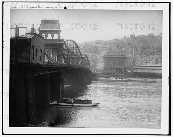 P. & L.E. Ry. Pittsburgh and Lake Erie Railroad station and Mt. Washington, Pa., c1900-1910. Creator: Unknown.