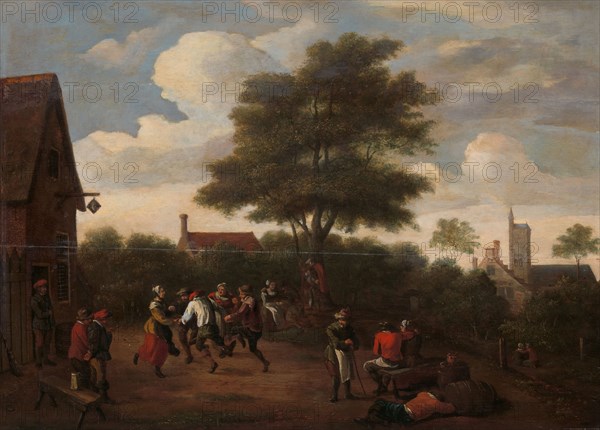 Peasants Dancing Outside the Crescent Tavern, in or after c.1660. Creator: Unknown.