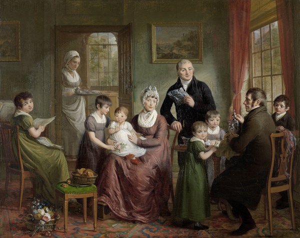 Portrait of the Family of Adrianus Bonebakker with Dirk L. Bennewitz, 1809. Creator: Adriaan De Lelie.