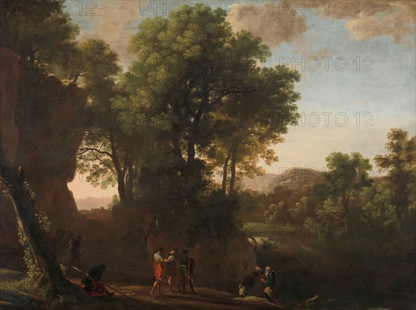 Landscape with the baptism of the eunuch, 1630-1639. Creator: Herman van Swanevelt.