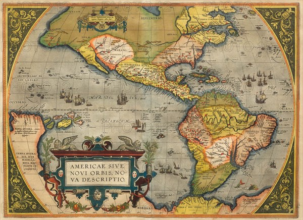 Americae Sive Novi Orbis Nova Descripto. From Theatrum Orbis Terrarum, 1572. Creator: Ortelius, Abraham (1527-1598).