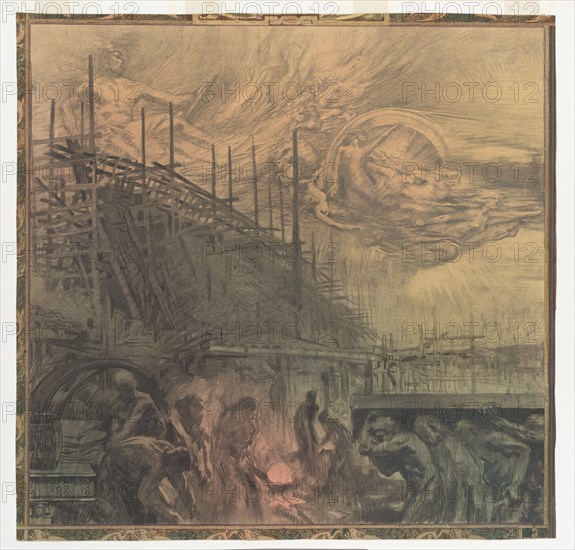 Industry: design for a wall painting in Rotterdam, c.1908-c.1917. Creator: Huib Luns.