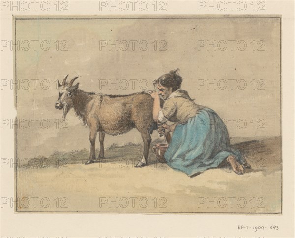 Woman who milks a goat, 1775-1833. Creator: Jean Bernard.