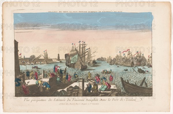 View of the arrival of the ship Dauphin in the port of Toulon, 1700-1799. Creator: Anon.