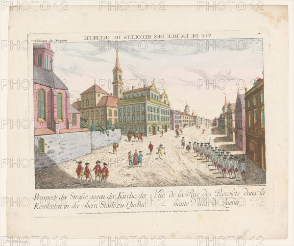 View of Les Recollets in Quebec, 1755-1779. Creator: Franz Xavier Habermann.