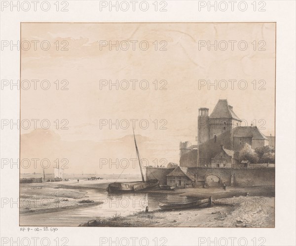 Castle on a river, 1849-1859. Creator: Kasparus Karsen.