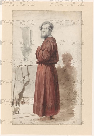 Figure studies with a standing man in a red dressing gown, 1832-1880. Creator: Jan Weissenbruch.