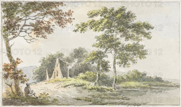 Landscape with resting hiker, 1700-1800. Creator: Caecilia Barbiers.