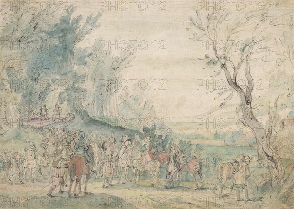 Armed horsemen at a forest edge, 1615-1635. Creator: Master of the Hermitage Sketchbook.