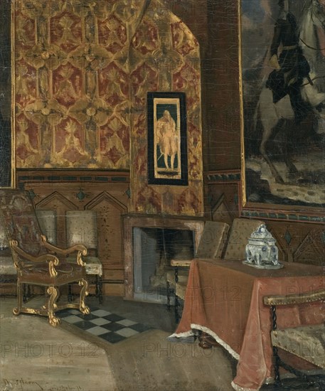 Gripsholm castle, council hall, 1878. Creator: Karl Nordström.