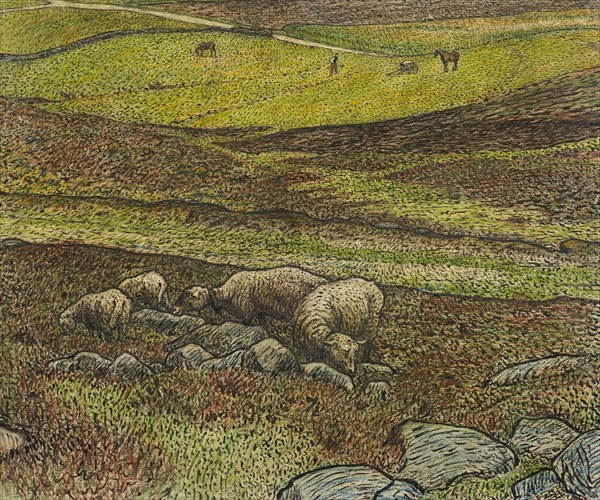 Sheep in a Dell, 1907. Creator: Nils Kreuger.