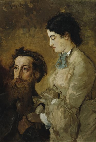 Sculptor Reinhold Begas with his wife Margarethe, 1869-1870. Creator: Anton Romako.