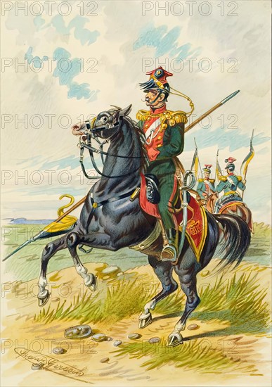 Soldier on horseback, undated. Creator: Franz Gerasch.