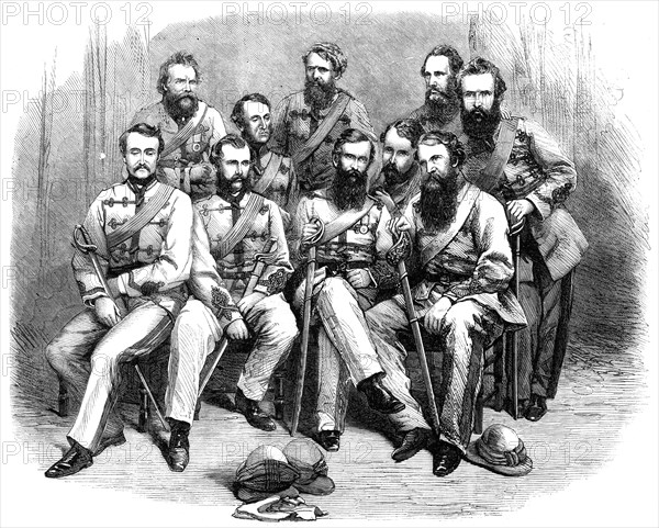 Officers of the 1st Punjaub Volunteer Rifle Corps, 1861. Creator: Unknown.