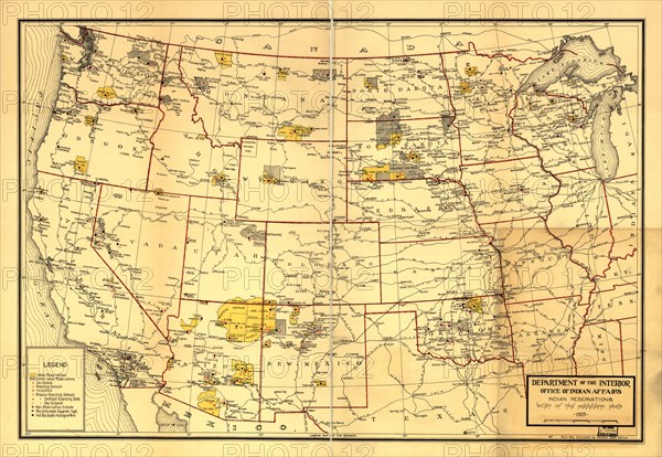 Indian Reservations west of the Mississippi River, 1923. Creator: Office of Indian Affairs.