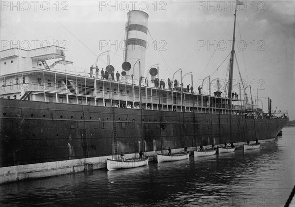 Life boats launched, Holland America line, between c1910 and c1915. Creator: Bain News Service.